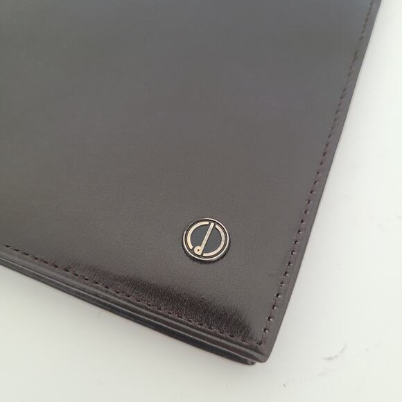 Dunhill Designer Checkbook Card Slim Bill Holder Wallet Brown Bifold Leather Vtg - Picture 5 of 10